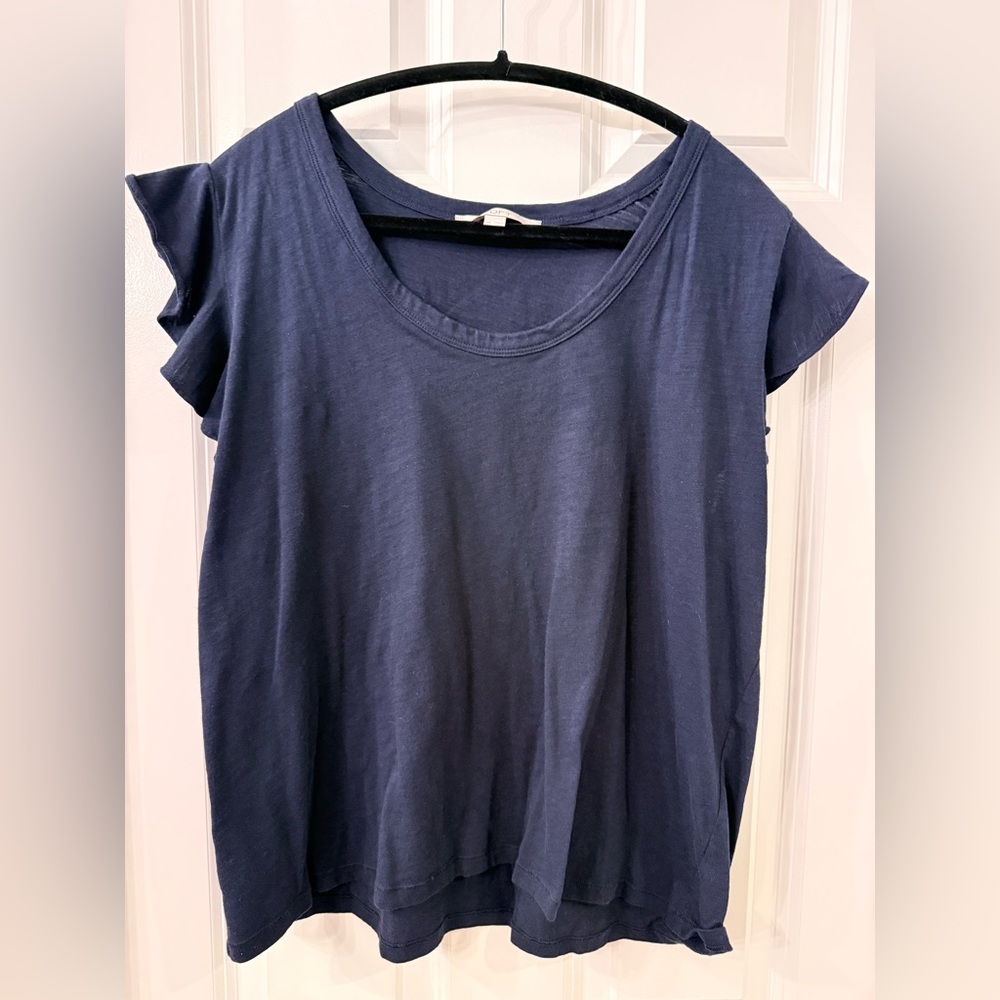 LOFT Navy Scoop Neck Short Sleeve Top